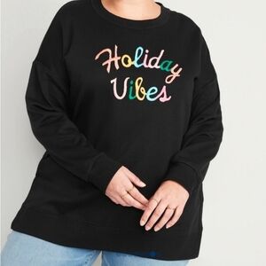Old Navy Holiday Vibes Oversized Long Sleeve Sweatshirt